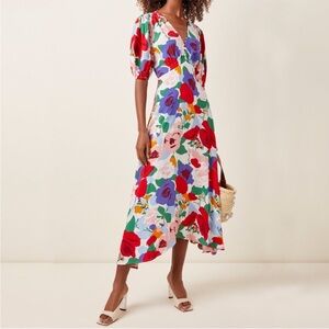 Faithfull the Brand Colorful Floral Midi Dress